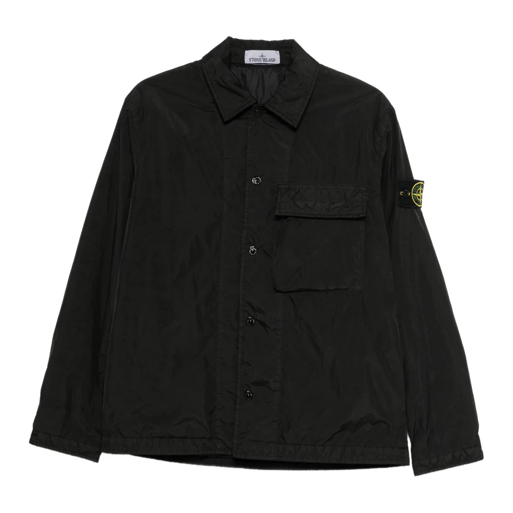 Stone Island Black Padded Nylon Overshirt - Male - Light Jackets - 2XL - Jackets