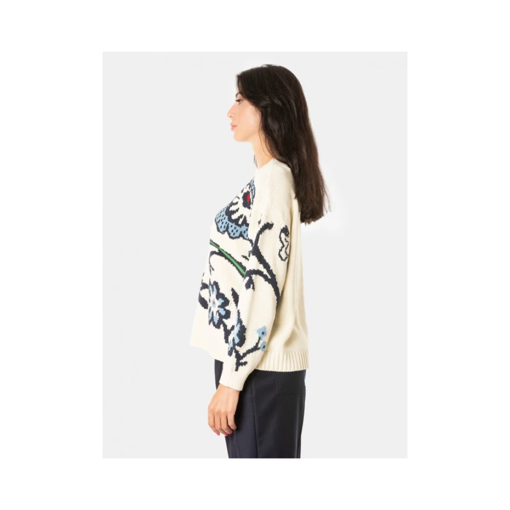 Max Mara Weekend Bloemenpatroon Trui met Lange Mouwen Beige Dames