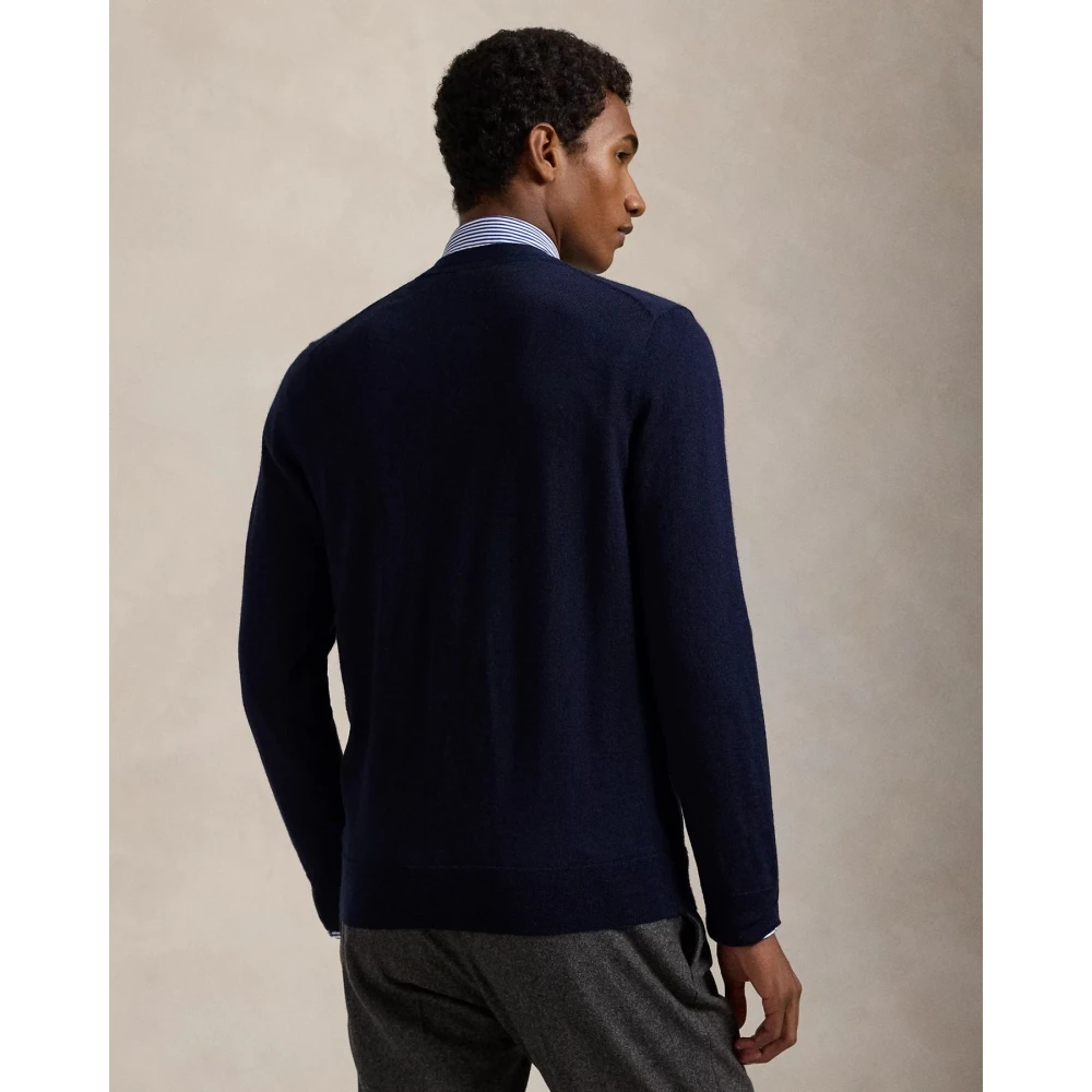 Polo Ralph Lauren Slim-Fit Wasbare Wol Cardigan Blue Heren