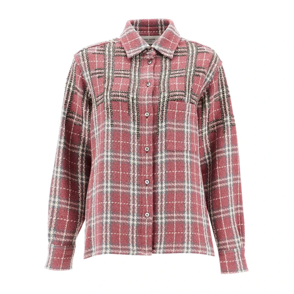 Golden Goose Geruite Tweed Overshirt met Applicatie Pink Dames