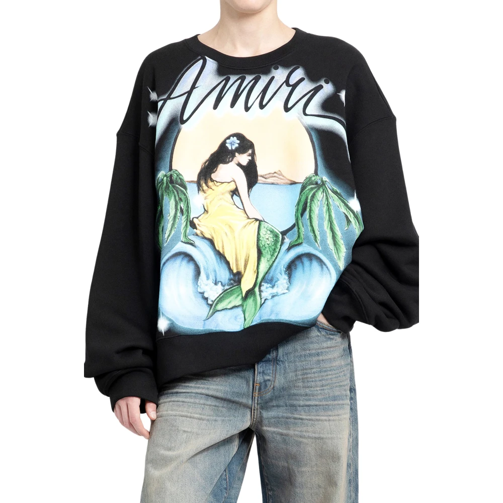 Amiri Zwarte Mermaid Crewneck Sweatshirt Multicolor Heren