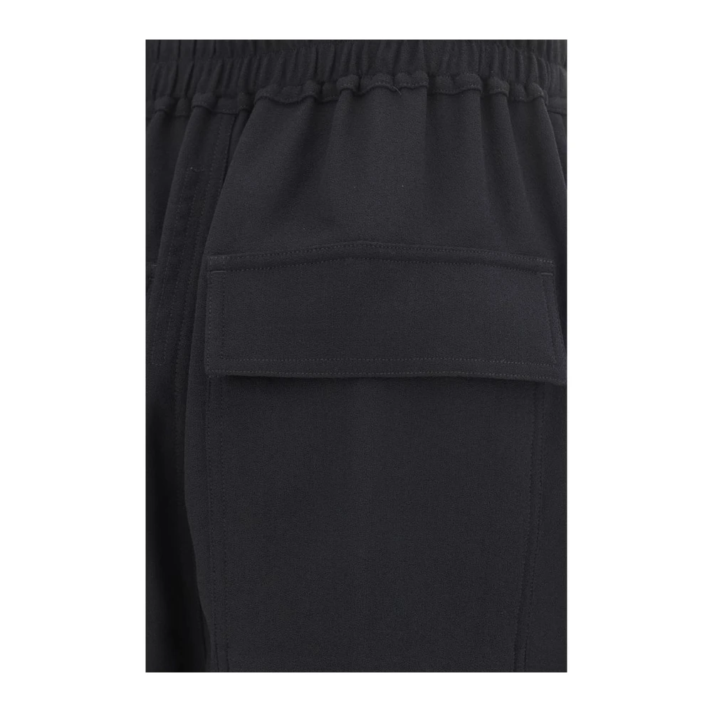 Rick Owens Boot-Cut Wollen Broek met Trekkoord Taille Black Dames