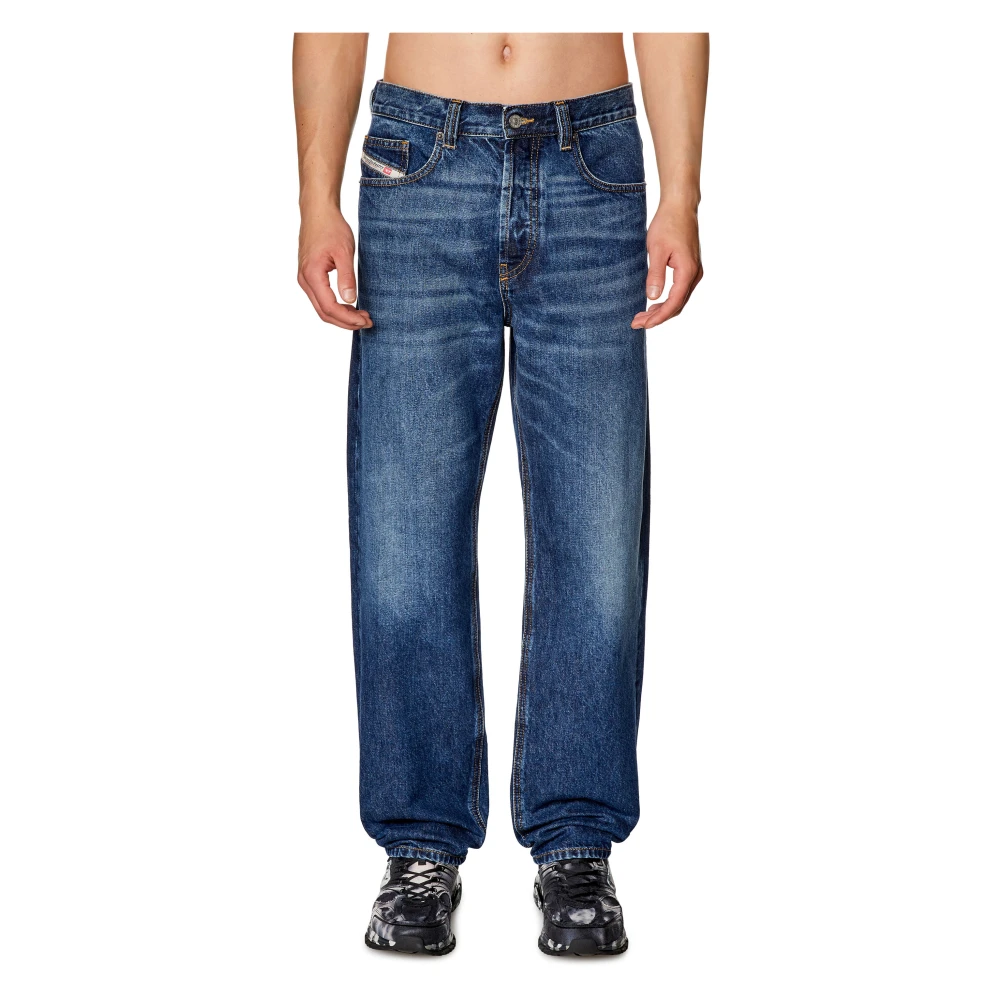 Diesel Street Style Straight Jeans Blue Heren