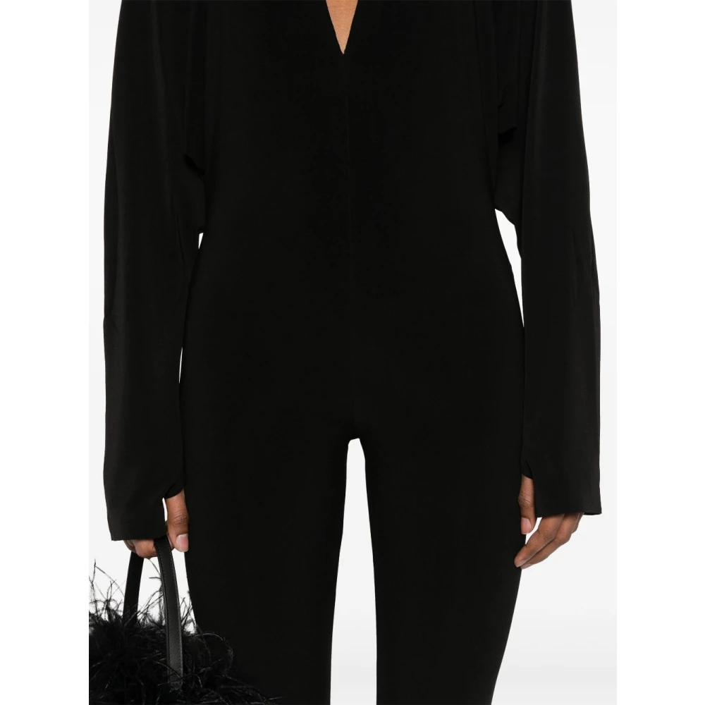 Norma Kamali Zwarte V-hals Batwing Mouw Jurk Black Dames