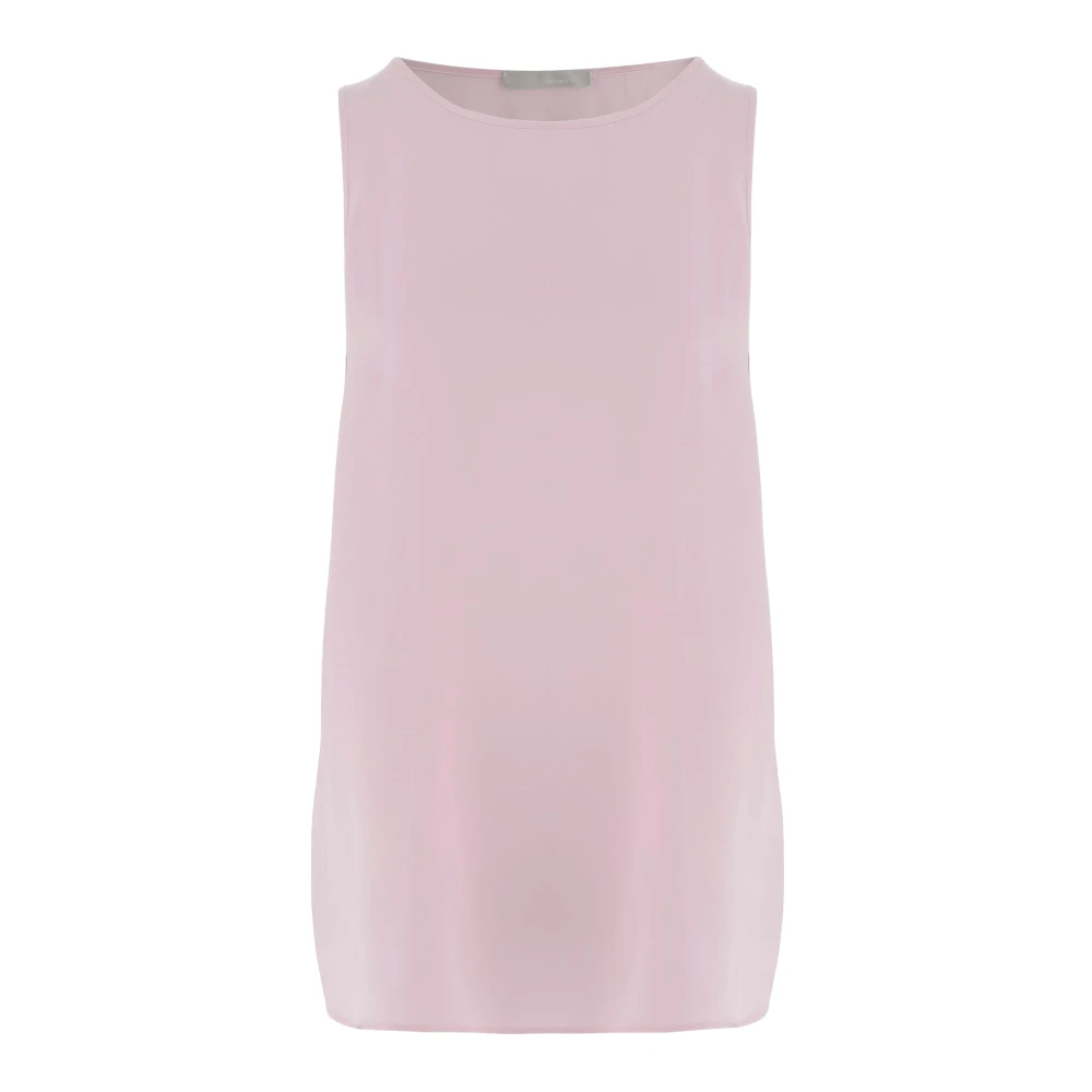 Allude Women's Pink Sleeveless Tops, M, Stretch Silk Top