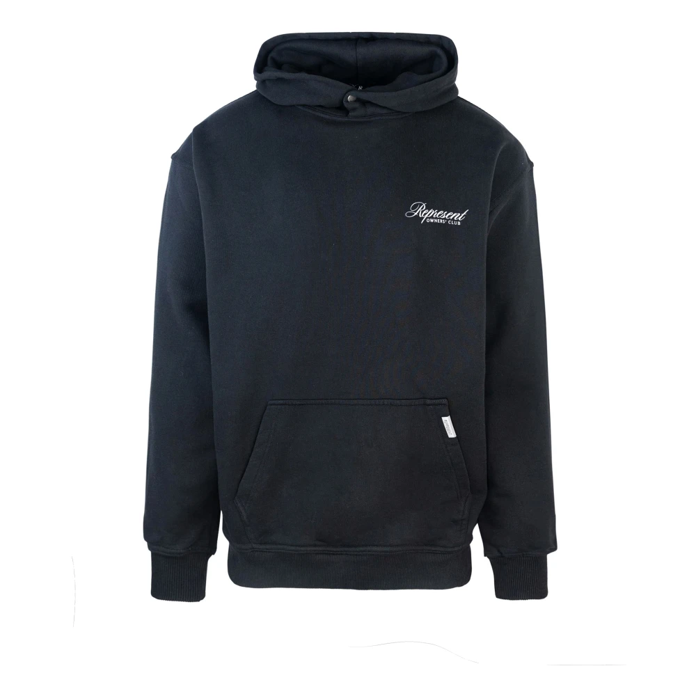 Represent Zwarte Hoodie Oversized met Knoop Print Black Heren