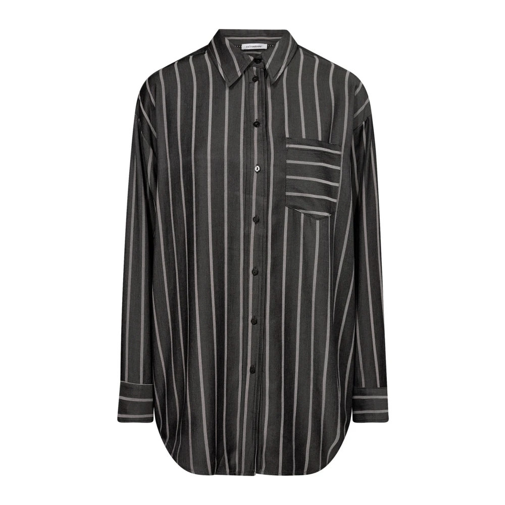 Co'Couture Gestreepte Oversized Overhemdblouse Black Dames