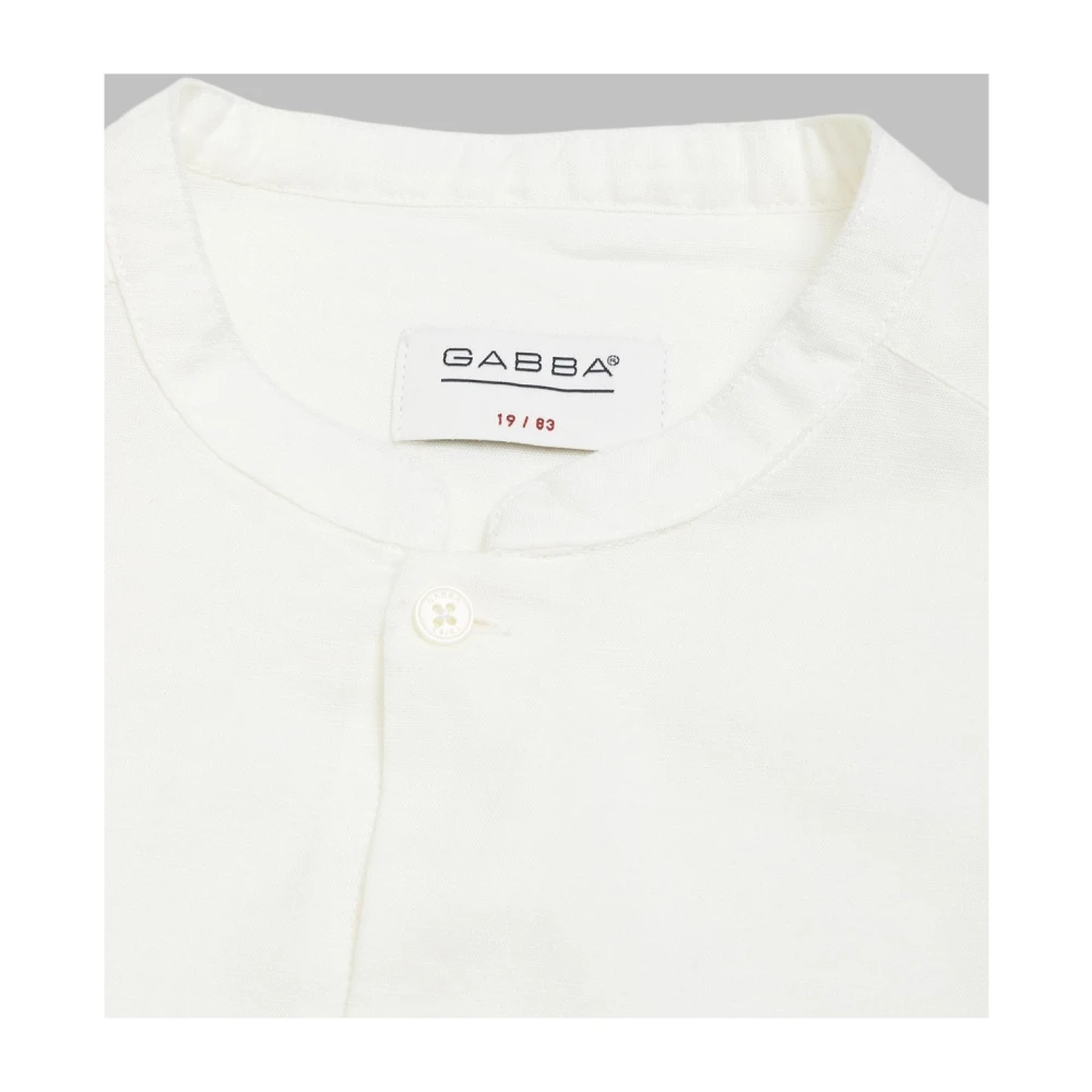 Gabba Witte Mandarin Kraag Shirt White Heren