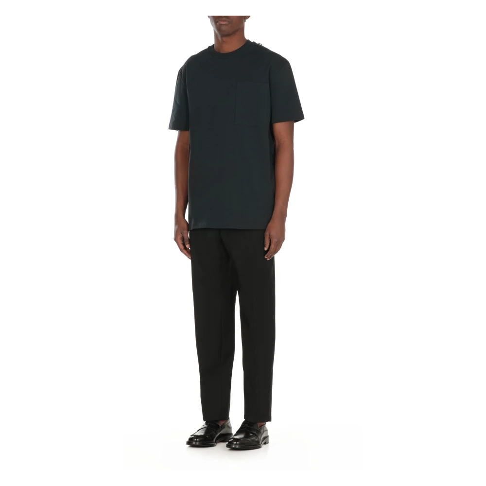 Jil Sander Blauw Katoenen T-shirt met Borstzak Blue Heren