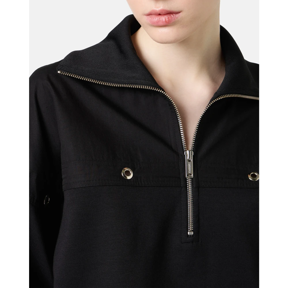 Iceberg Geknipte zwarte sweatshirt in scuba stof Black Dames