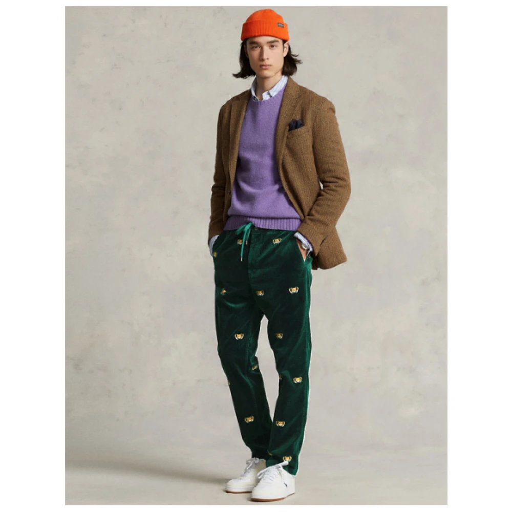 Polo Ralph Lauren Geborduurde Corduroy Prepster Broek Green Heren