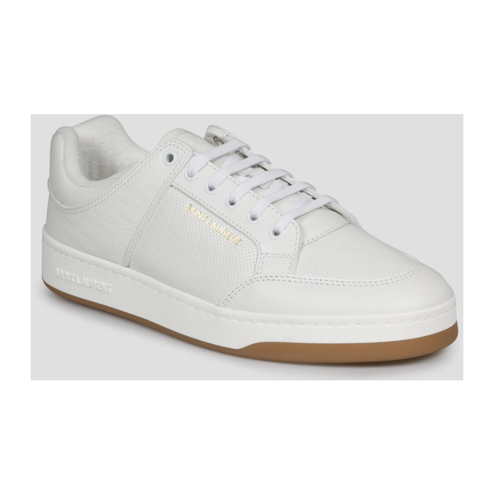 Saint Laurent Laag Model Sneakers van Geperforeerd Leer White Heren