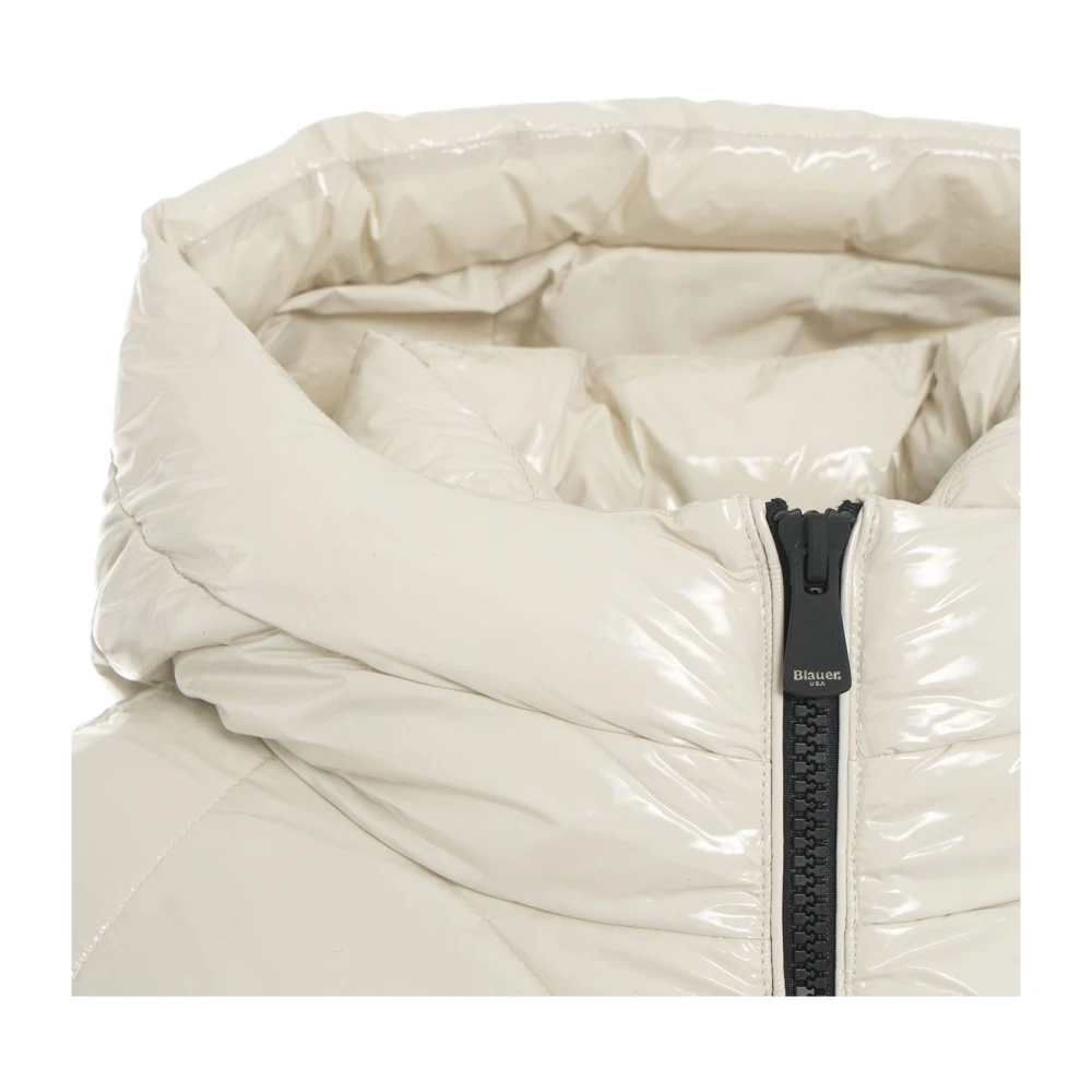Blauer Gewatteerde donsjas met logodetails White Dames