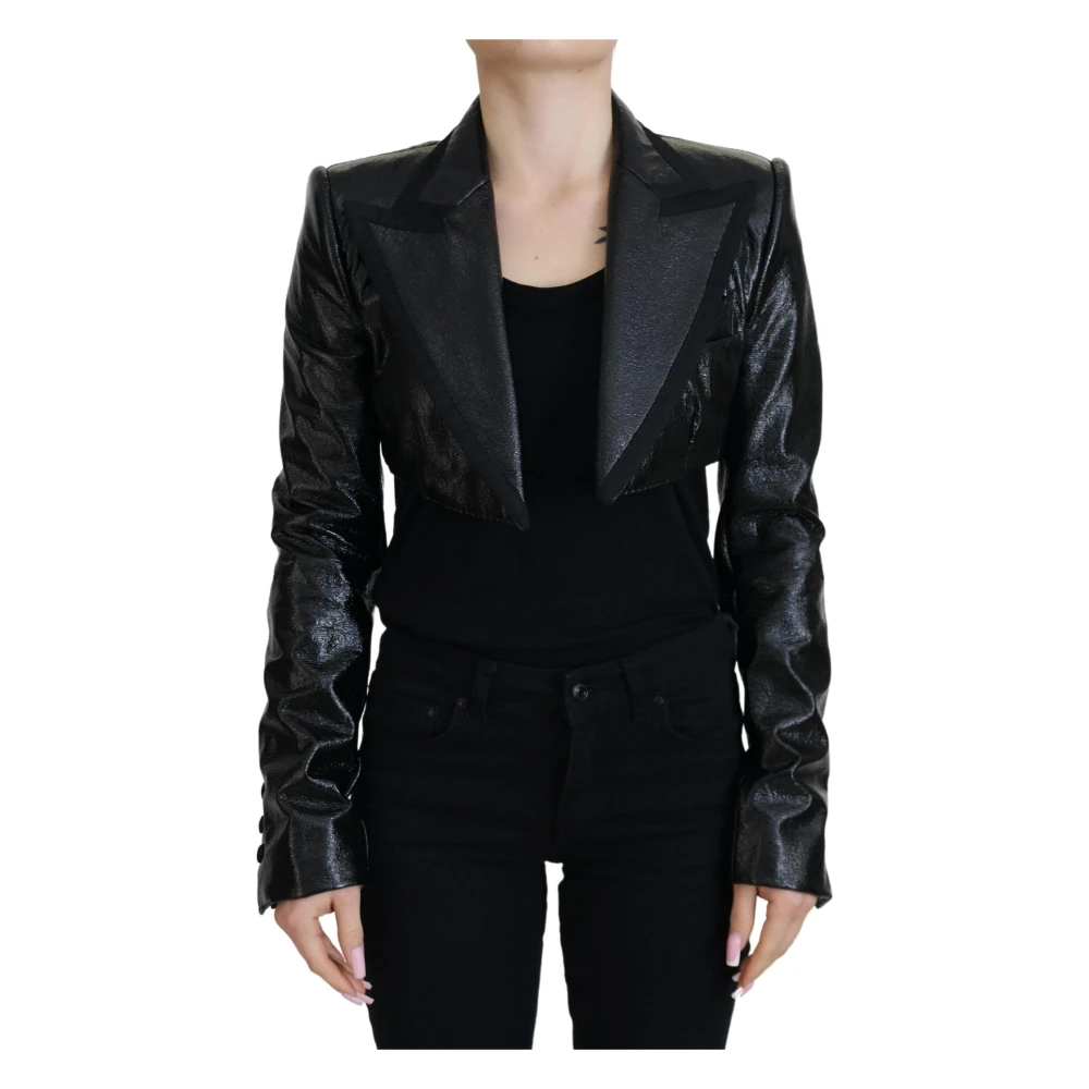 Dolce & Gabbana Women's Black Blazers, Xs, Crop Blazer Jacket
