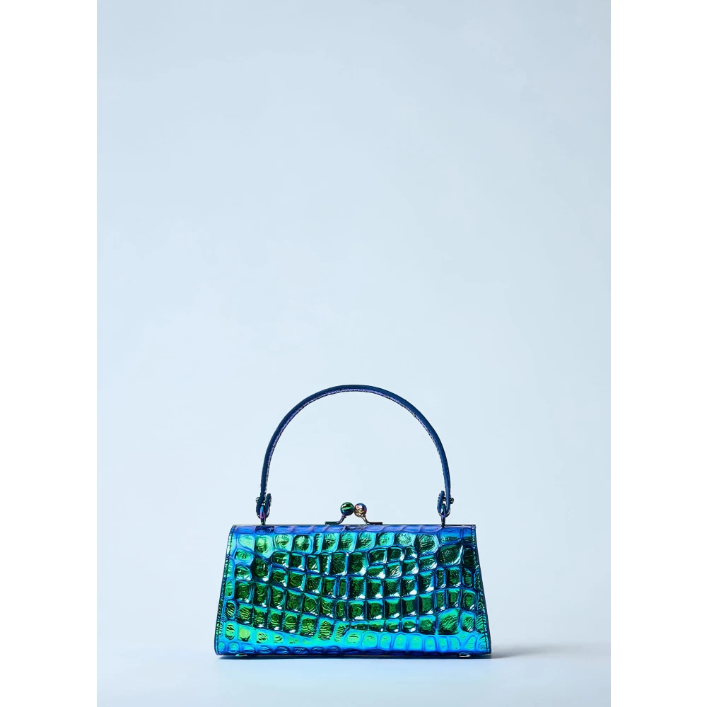 Vivienne Westwood Krokodilreliëf Poppenframe Handtas Blue Dames