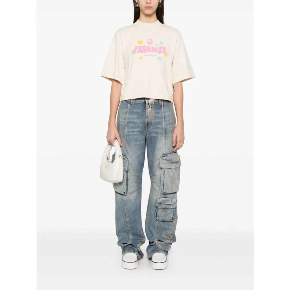 Palm Angels Witte T-shirts en Polos met Logoprint White Dames
