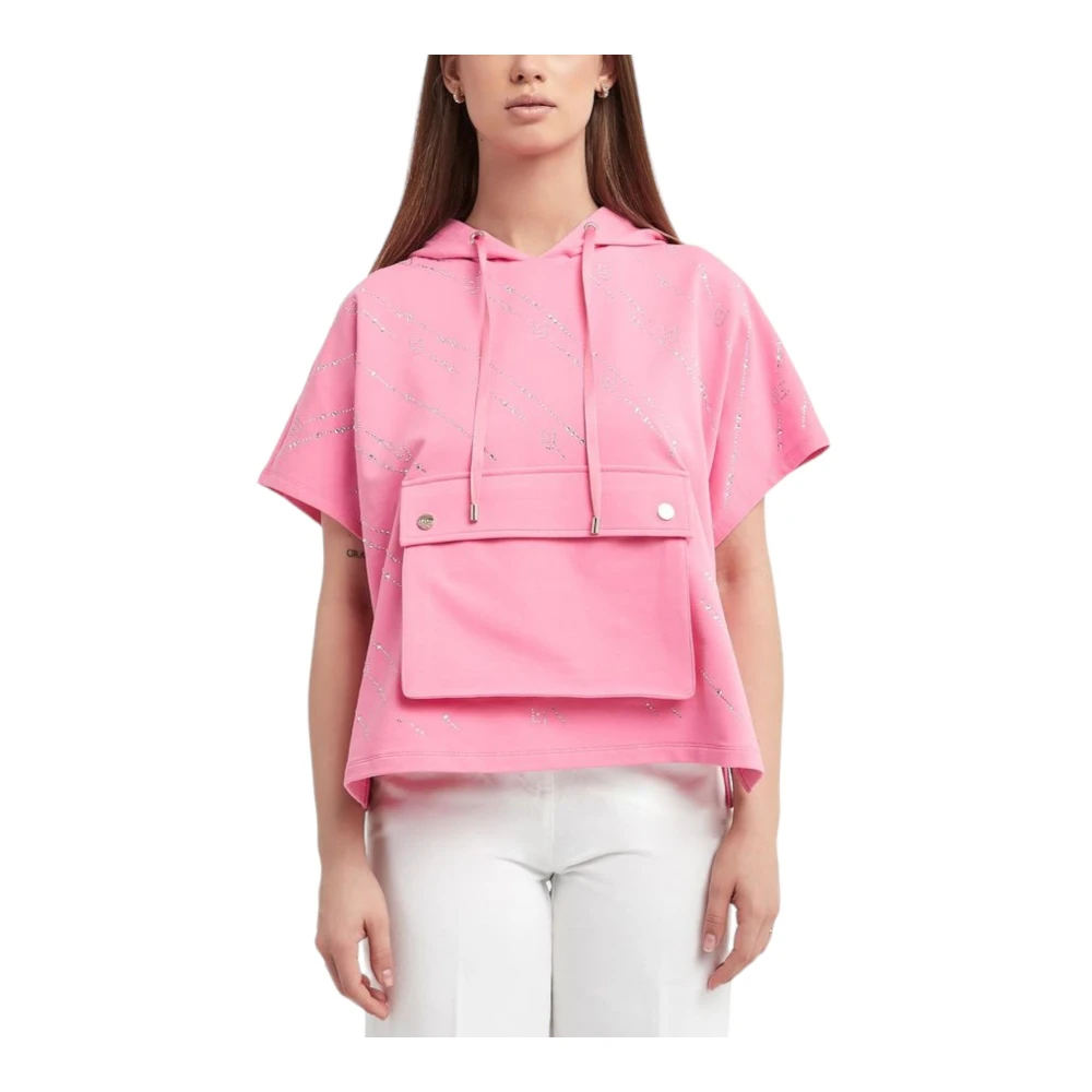 Liu Jo Hoodie met korte mouwen en strass Pink Dames
