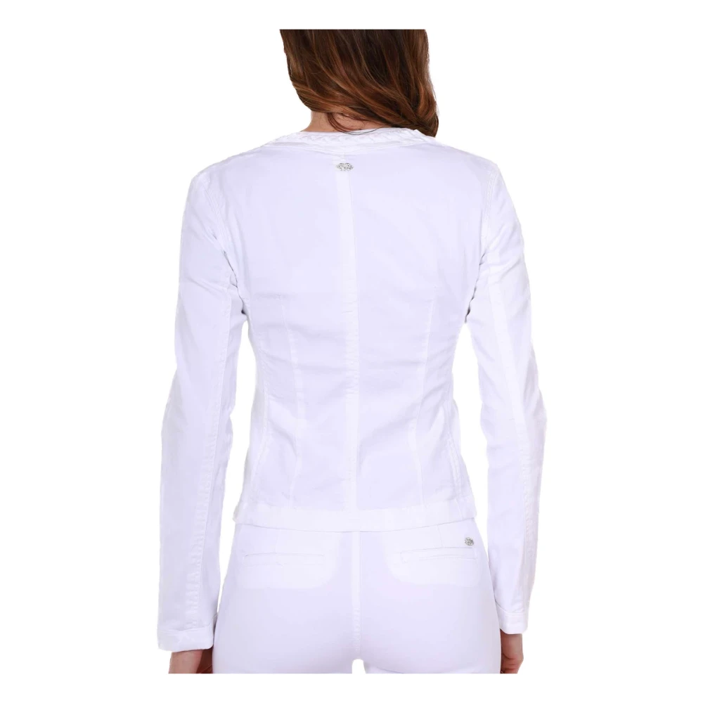 Liu Jo Witte Denim Jack met Vlechtdetails White Dames