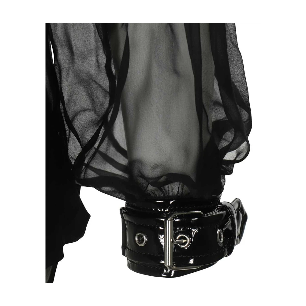 Moschino Zijden blouse met opstaande kraag Black Dames