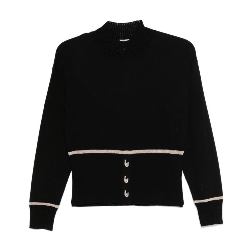 Liu Jo Zwarte Gebreide Trui met Lurex Details Black Dames