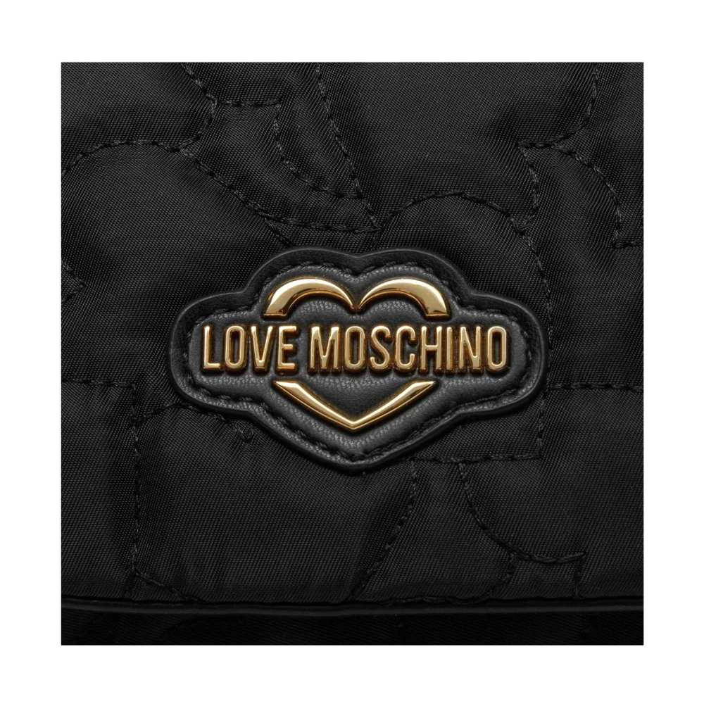 Love Moschino Zwarte Synthetische Rugzak met Gouden Metalen Details Black Dames