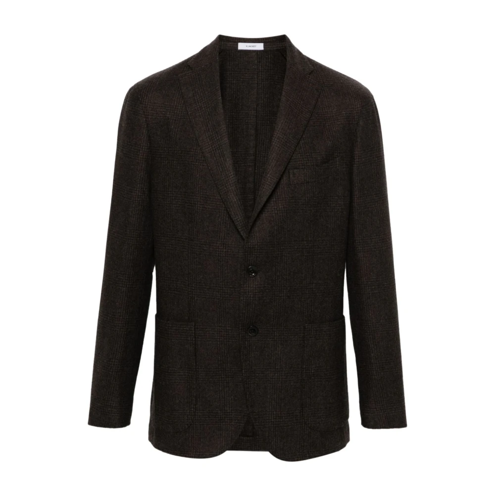 Boglioli Geruite Patroon Wollen Jas Bruin Brown Heren