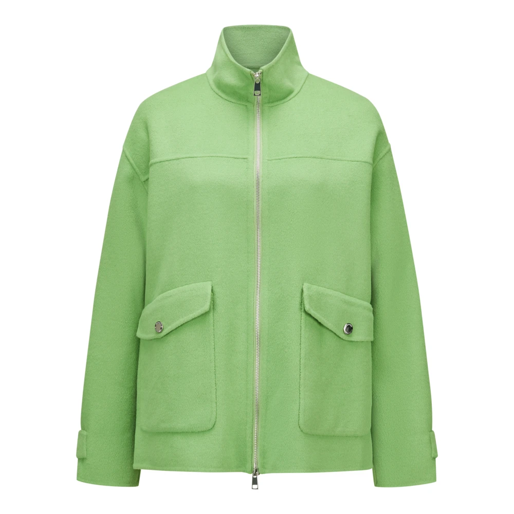Milestone Stijlvolle wollen jas met praktische details Green Dames