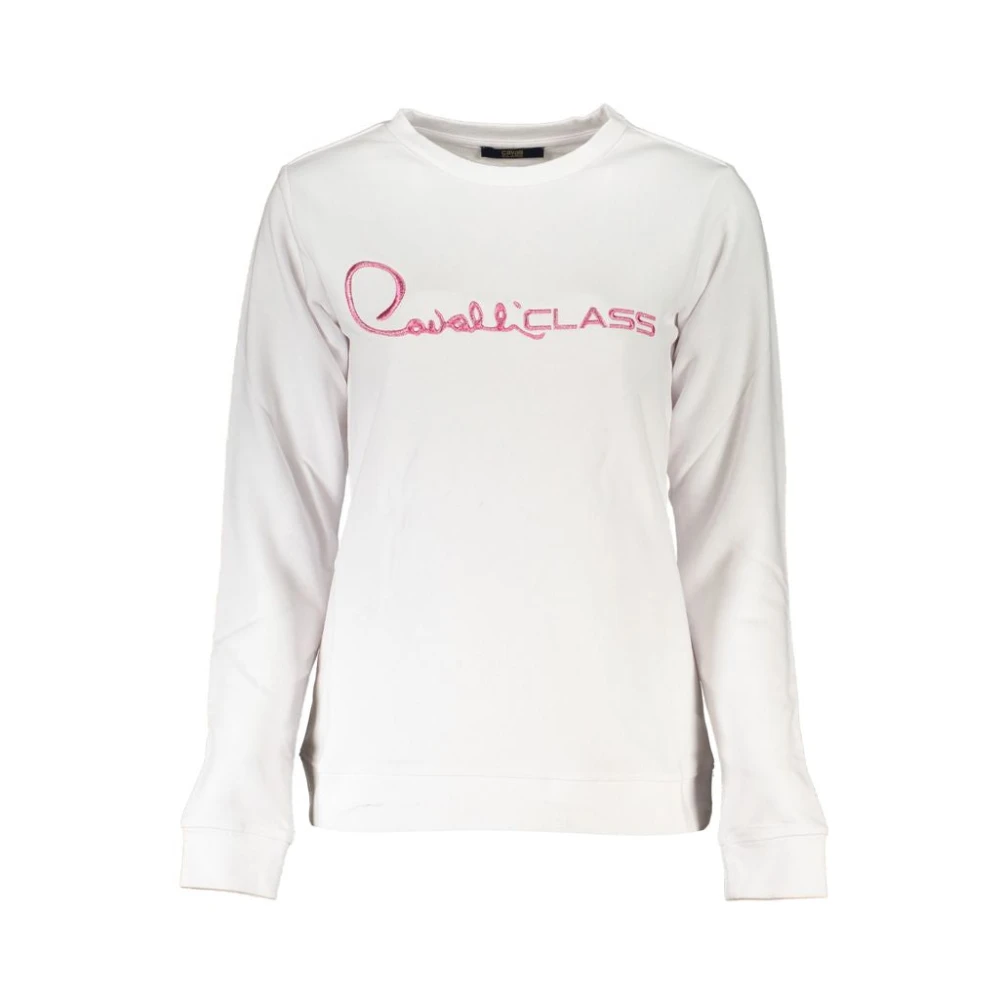 Cavalli Class Women's White Sweatshirts,, Embroidered Sweatshirt With Brushed Fabric 2XL
