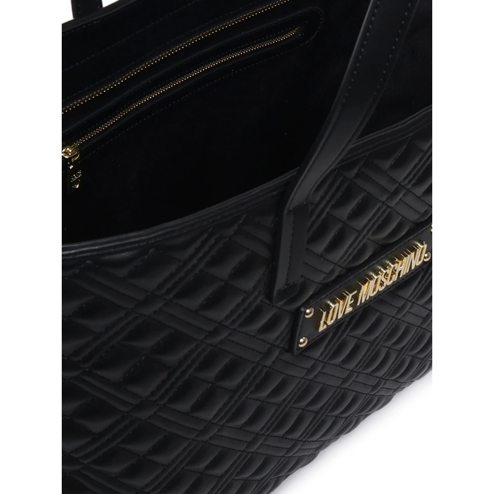 Love Moschino Quilted Zwarte Tas met Logo Black Dames