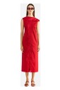 robe-midi-rouge-asymetrique-drapee