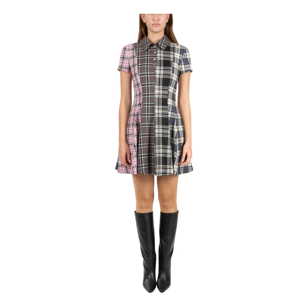 Msgm Tartan Wol Mini Jurk Multicolor Dames