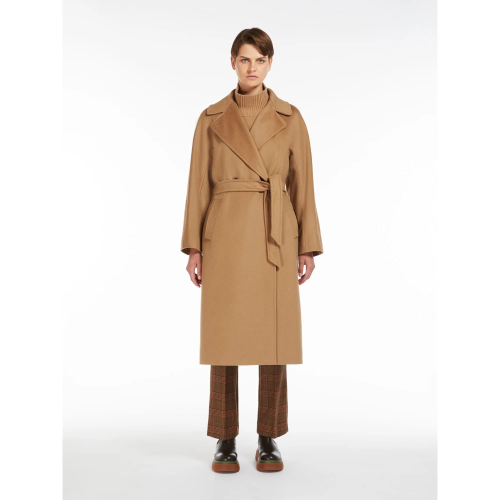 Max Mara Weekend Dubbelbreasted Kamelenjas met Tailored Details Brown Dames