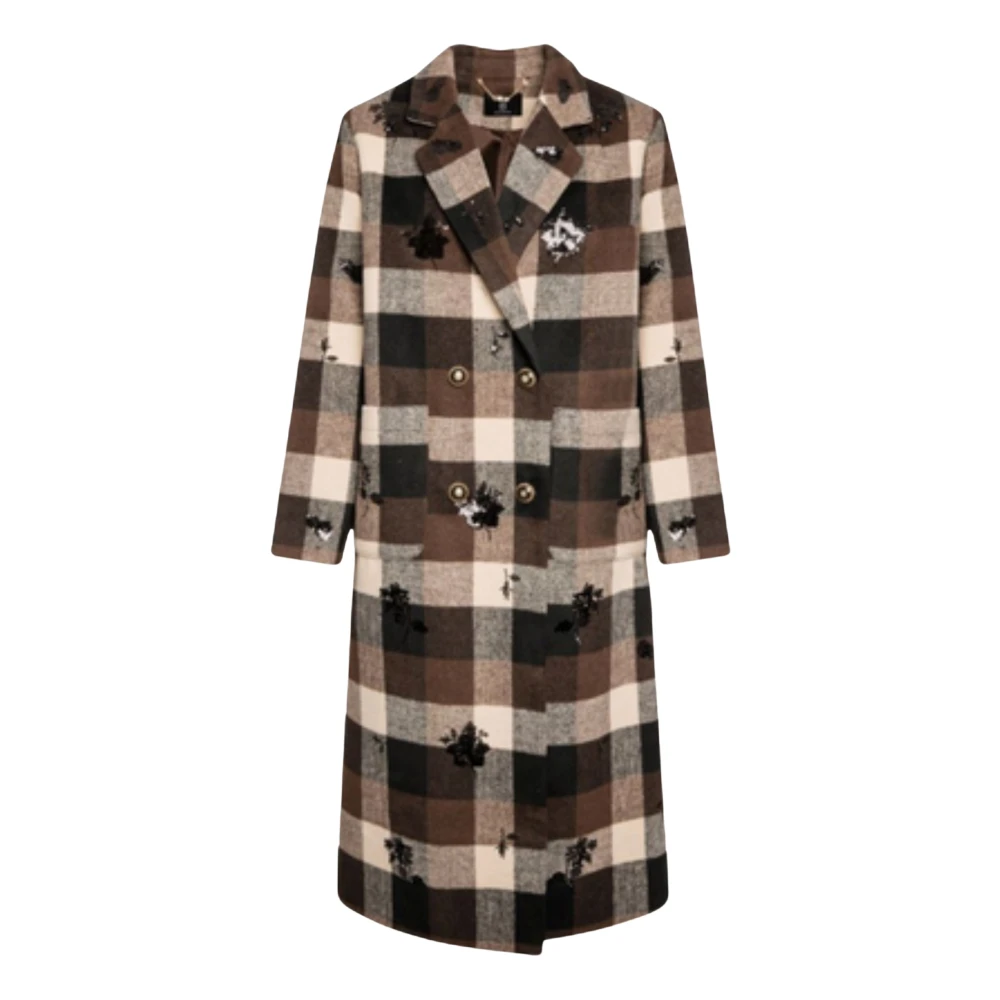 Fracomina Donna Marrone - Cappotto Lungo A Quadri - Coats - S