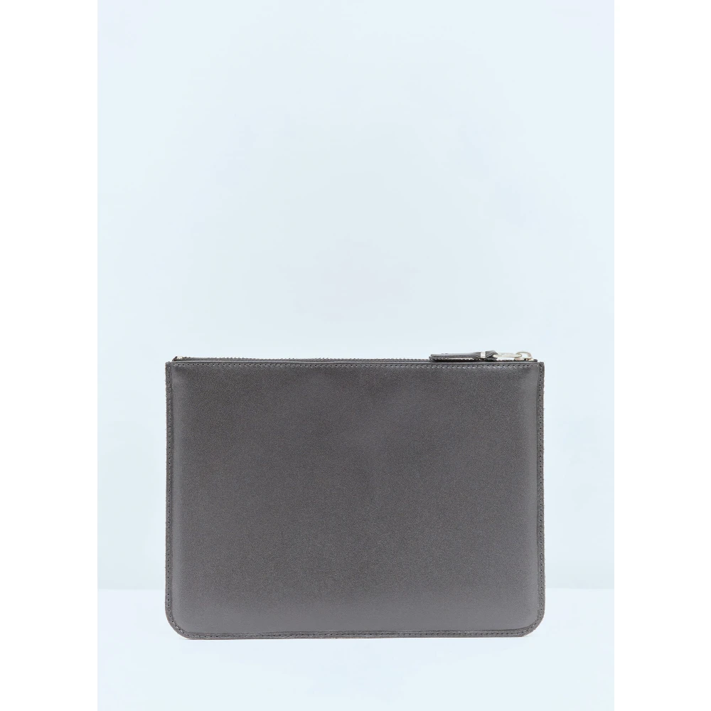 Comme des Garçons Zilveren Eyelet Leren Pouch Black Heren