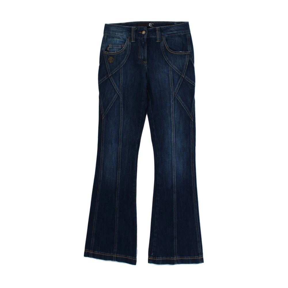 Roberto Cavalli Elegant Low-Rise Flare Leg Denim Jeans - Female - Cropped Jeans - Blue - W26 - Jeans