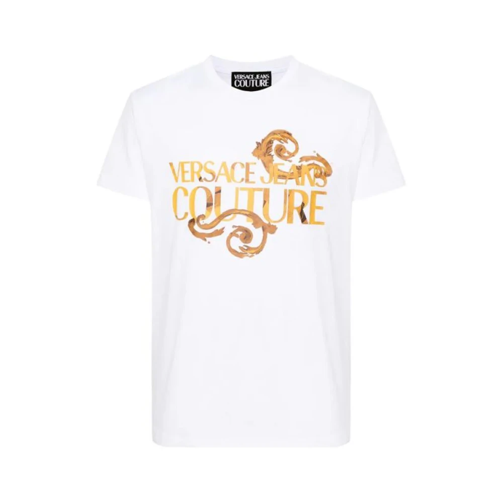 Versace Jeans Couture Wit Barok Gouden Logo T-shirt White Heren
