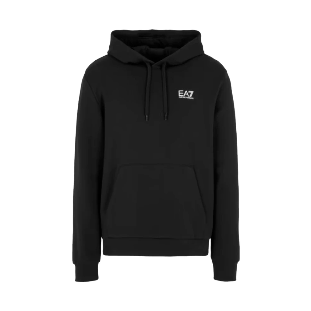 Emporio Armani EA7 Zwarte hoodie met voorzak Black Heren