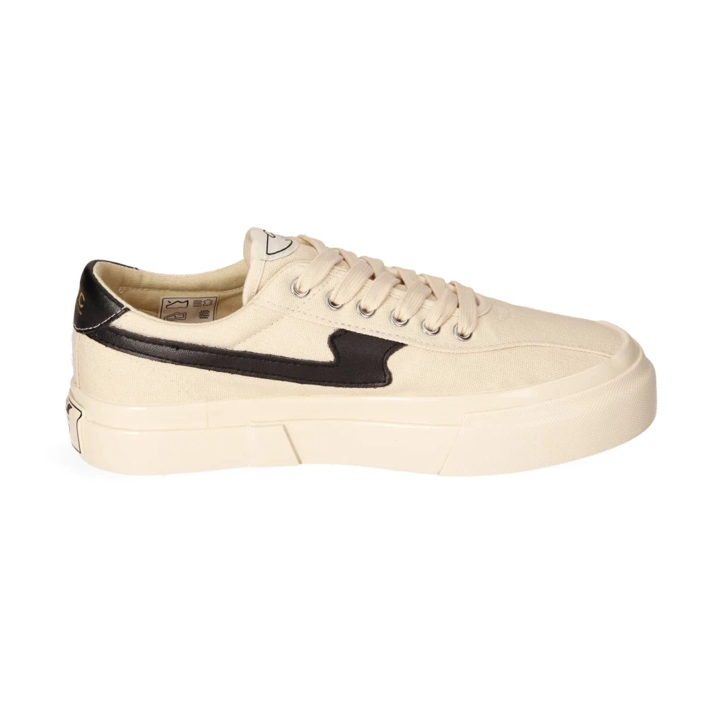 S.w.c. Stepney Workers Club Canvas Sneaker met Handshake Labelpatch Heren Schoenen Beige