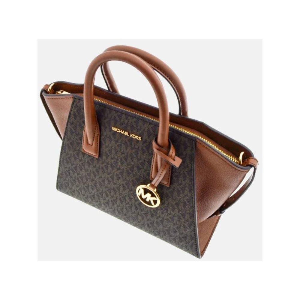 Michael Kors Avril Bruine Leren Schoudertas Multicolor Dames