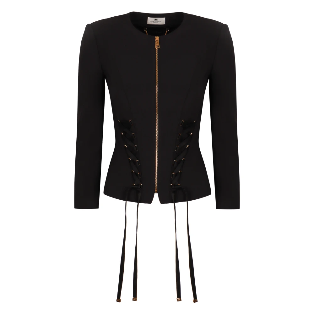 Elisabetta Franchi, Jacka, Dam, XL, Polyester, Jacka med justerbara remmar och full dragkedja