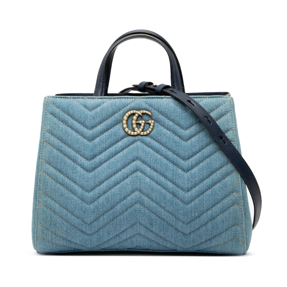 Gucci Vintage Women's Blue Pre-Owned Top Handle Handbag