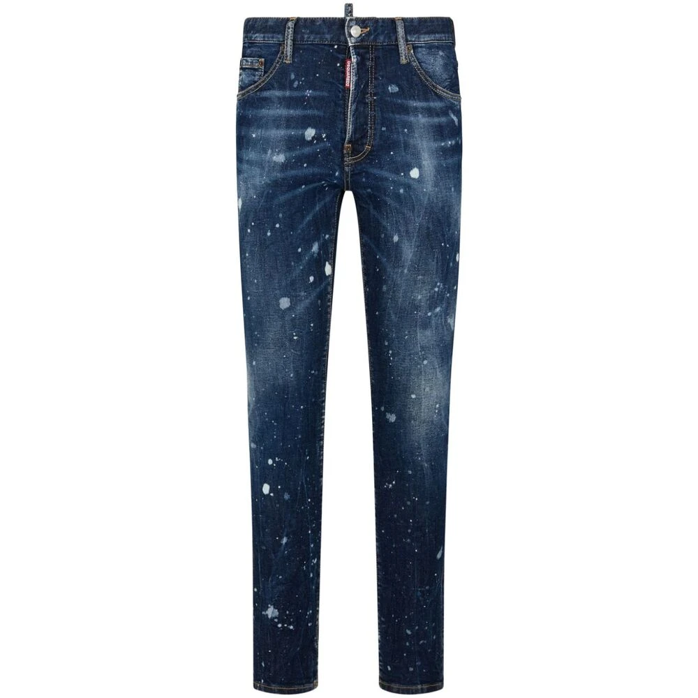 Dsquared2 Indigo Paint Splatter Skinny Jeans Blue Heren