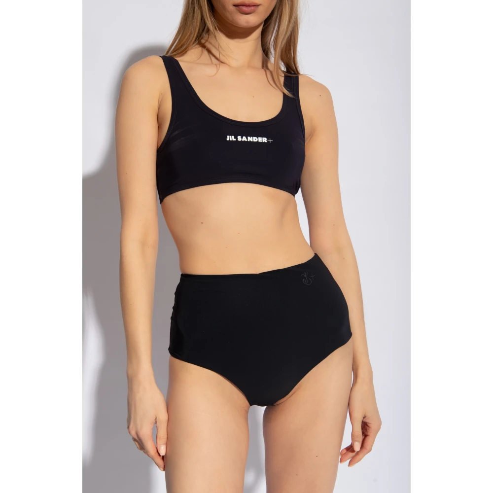 Jil Sander Bikinitop met logo Black Dames