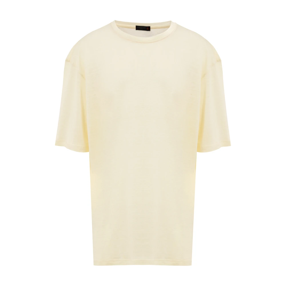 Corneliani Lichtgele Linnen T-Shirt met Korte Mouwen Yellow Heren