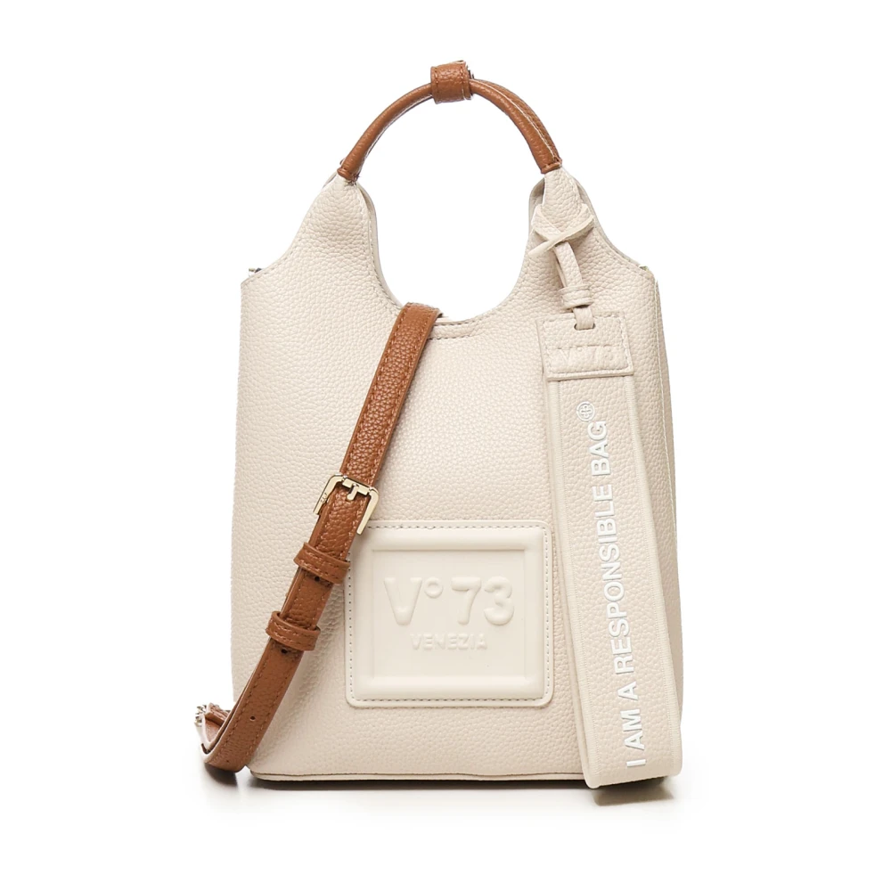 V73 Witte Schoudertas met Slogan Detailing White Dames