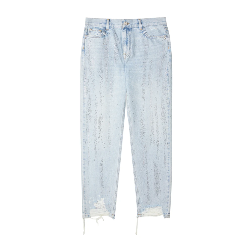 Patrizia Pepe Vrouw Blauw Jeans Dames, W29, Katoen, Cigarette Jeans Met Strass-Steentjes