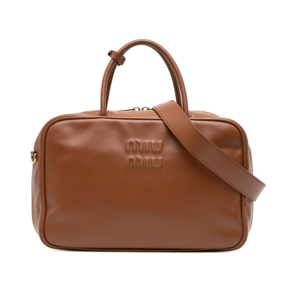 Miu Miu Pre-Owned Women's Brown Vintage Handbags, One Size, Pre-Owned Leather Duffle Bag