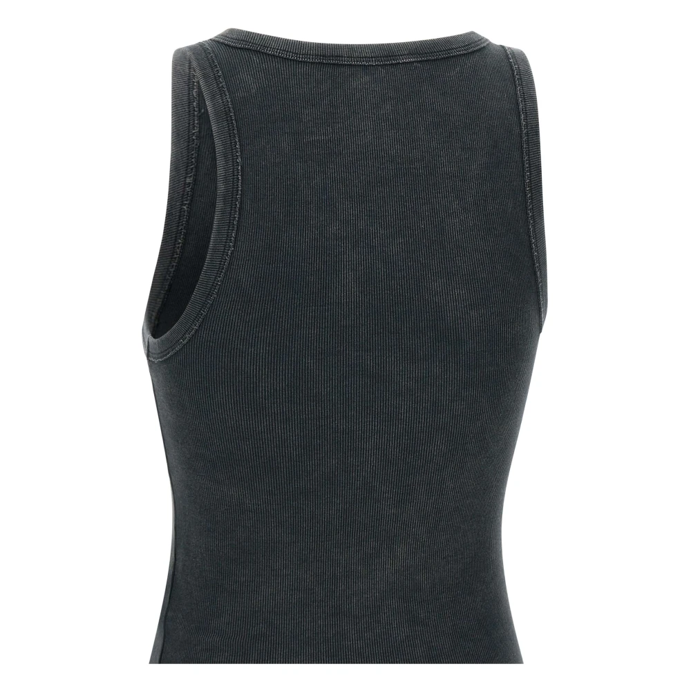 Iceberg Zwart Geribbeld Katoenen Top met Logo Black Dames