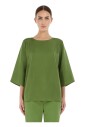 chemisier-vert-en-soie-avec-insert-en-jersey