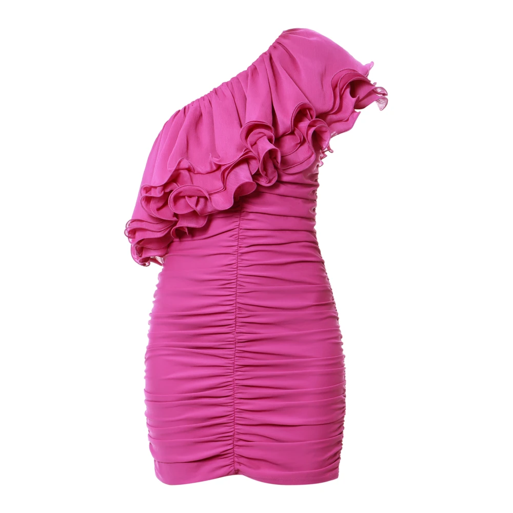 Rotate Birger Christensen One Shoulder Nylon Jurk Purple Dames